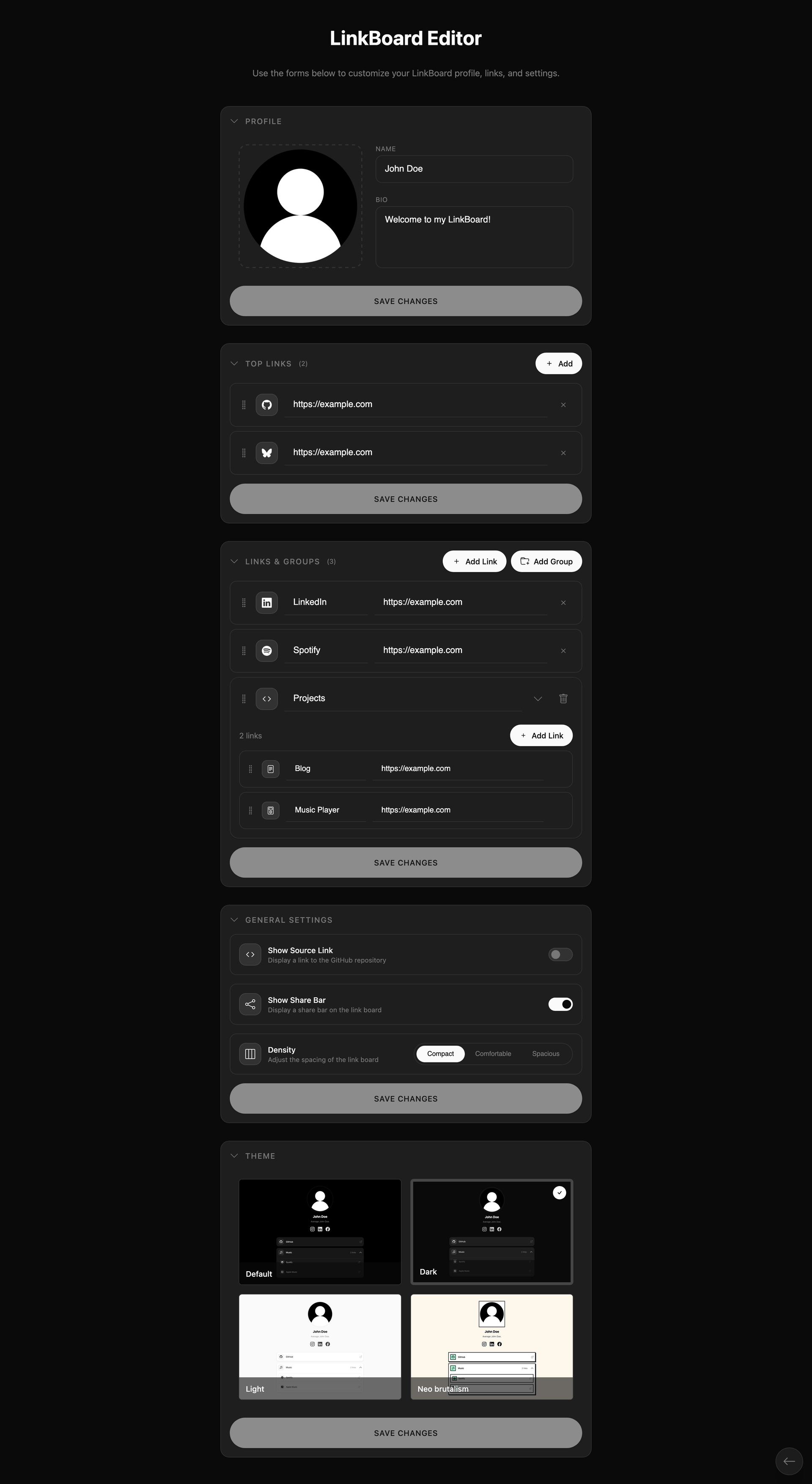 Linkboard Editor